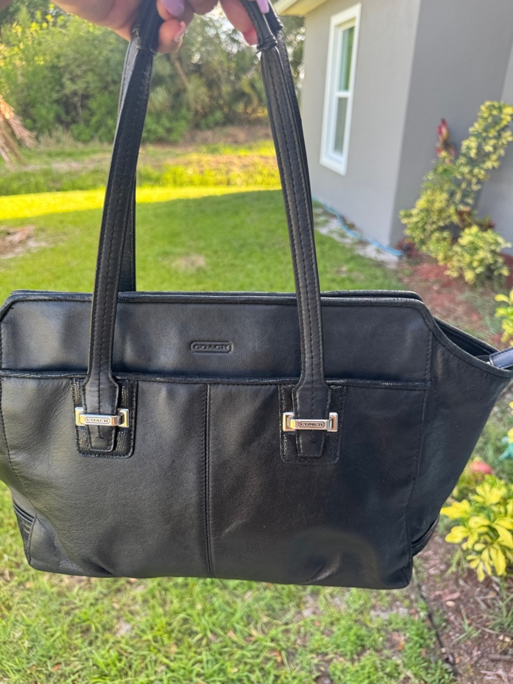 Coach Taylor Alexis black leather carry all